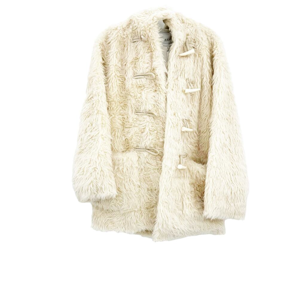 A.L.C. Faux Shearling Winston Hooded Toggle Closure Coat Cream Size XS NWT - Picture 6 of 15